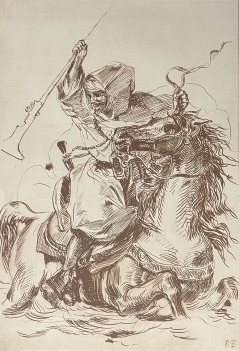 eugene_delacroix_1798-1863_cavalier_arabe_maroc_photogravure_1928